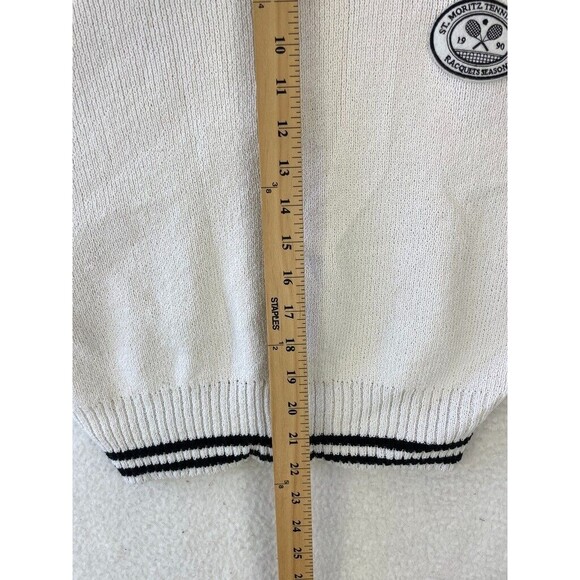 Forever 21 St. Moritz Tennis Club Sweater Women’s M White Zip-Up Cardigan - Picture 7 of 8